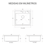 Cuba Pia Dourada Inox 304 Gourmet Cozinha 60x45 Com Torneira Escovado E Acessórios