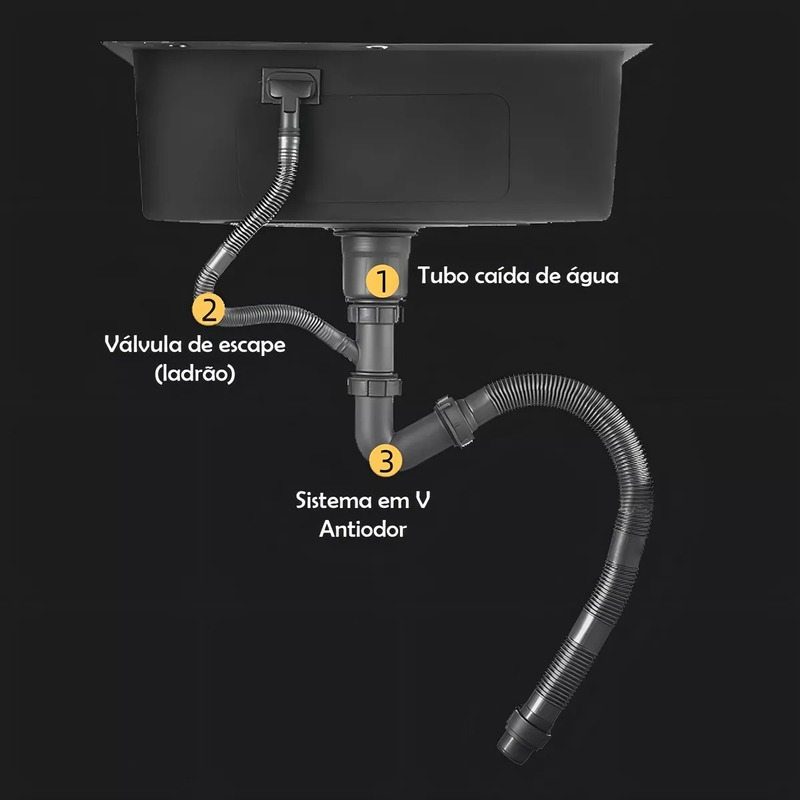 Cuba Pia Dourada Inox 304 Gourmet Cozinha 60x45 Com Torneira Escovado E Acessórios