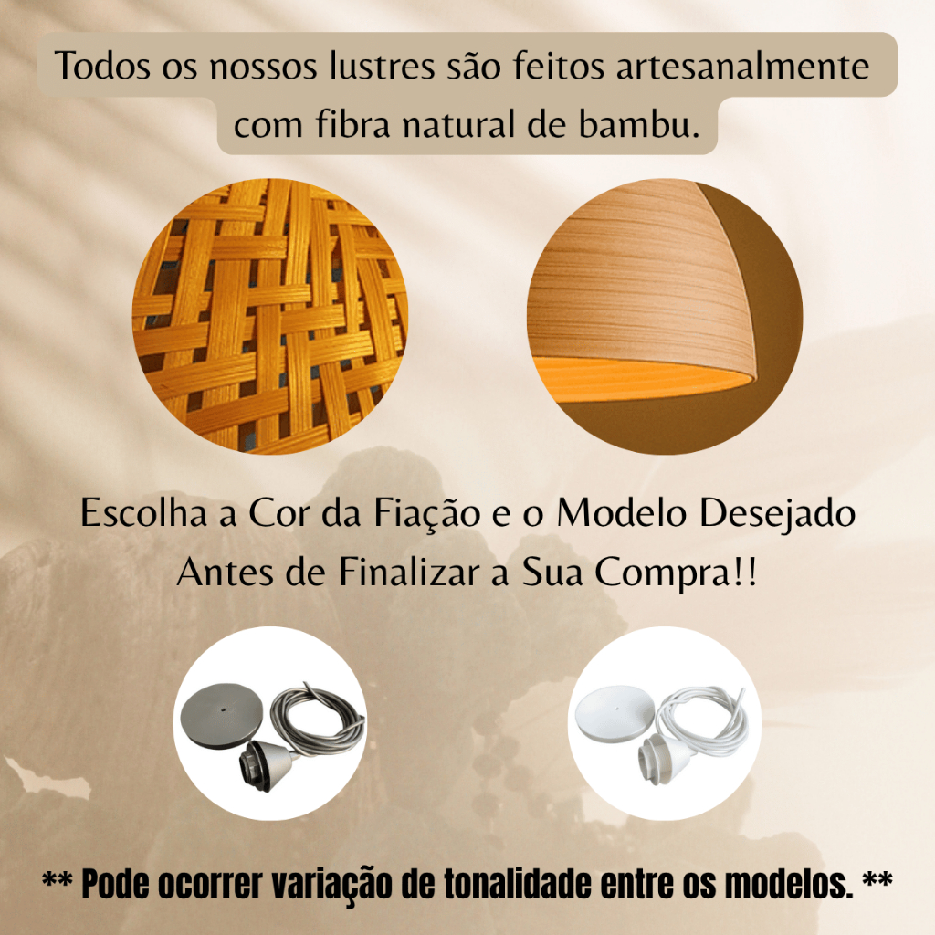 Lustre Luminaria Pendente Fibra Natural Artesanal Decorativo Bivolt
