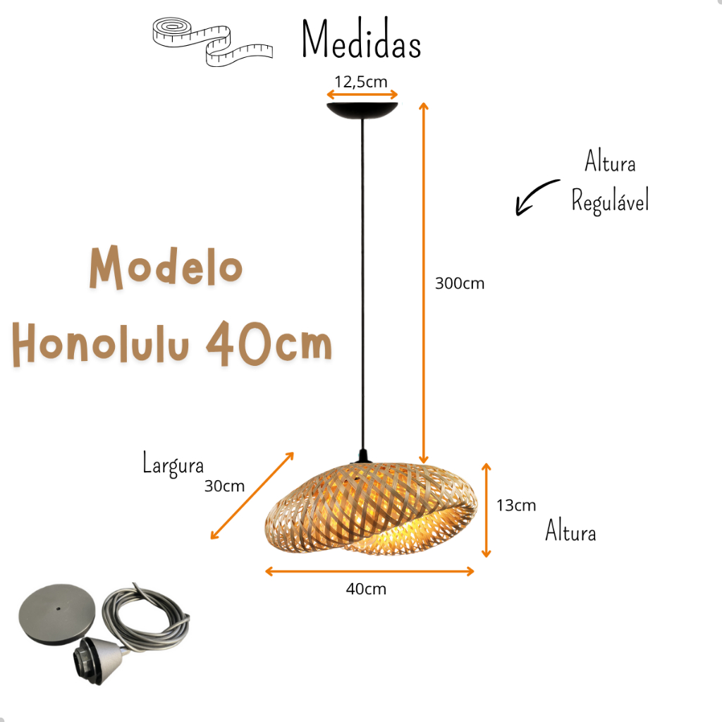 Lustre Luminaria Pendente Fibra Natural Artesanal Decorativo Bivolt