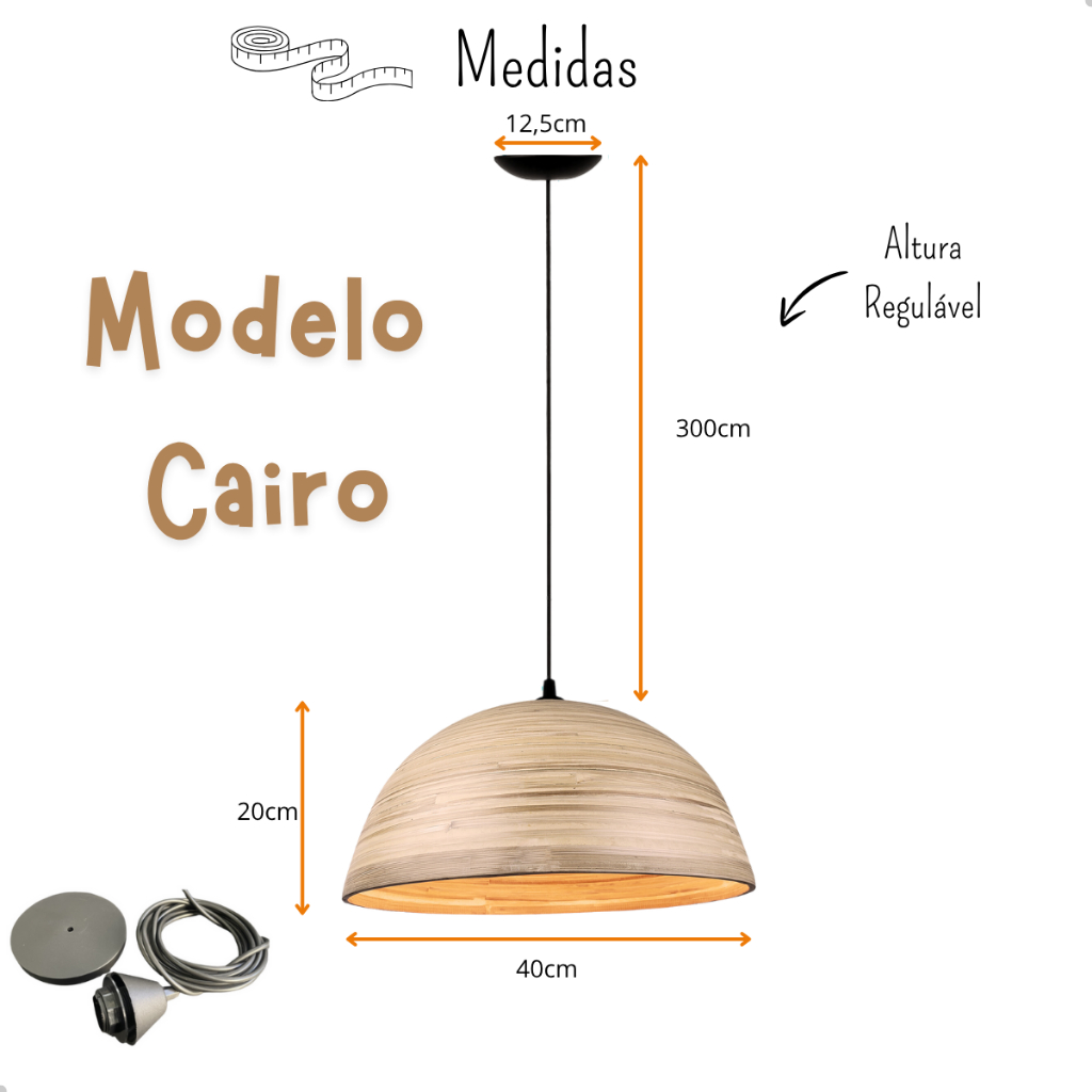 Lustre Luminaria Pendente Fibra Natural Artesanal Decorativo Bivolt