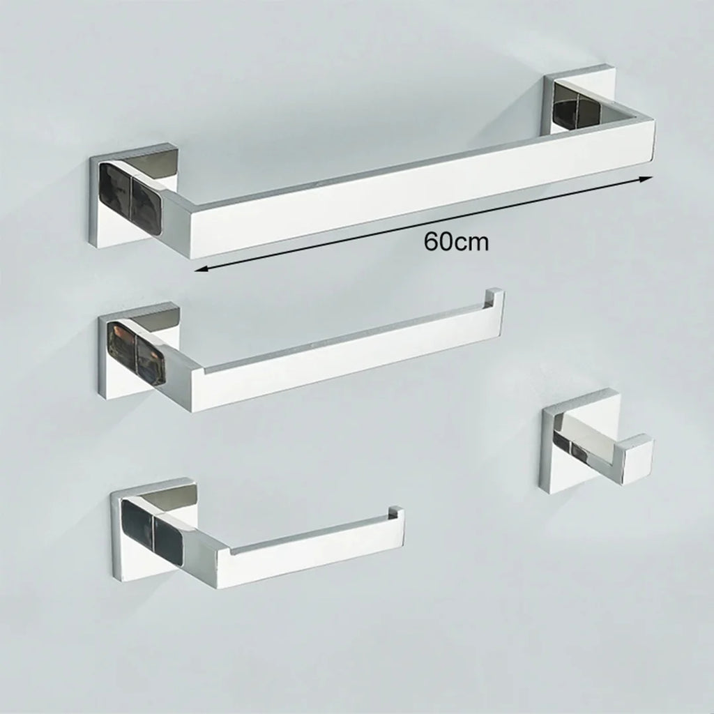 Kit Acessórios Para Banheiro Completo 4 Peças Inox 40/60cm Toalheiro De Banheiro Dourado Escovado