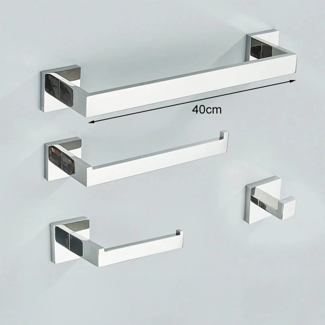 Kit Acessórios Para Banheiro Completo 4 Peças Inox 40/60cm Toalheiro De Banheiro Dourado Escovado