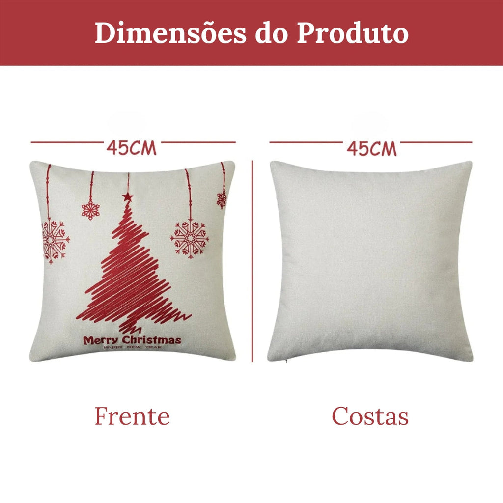 Decoração Natalina Capas de Almofada Kit 4 Peças