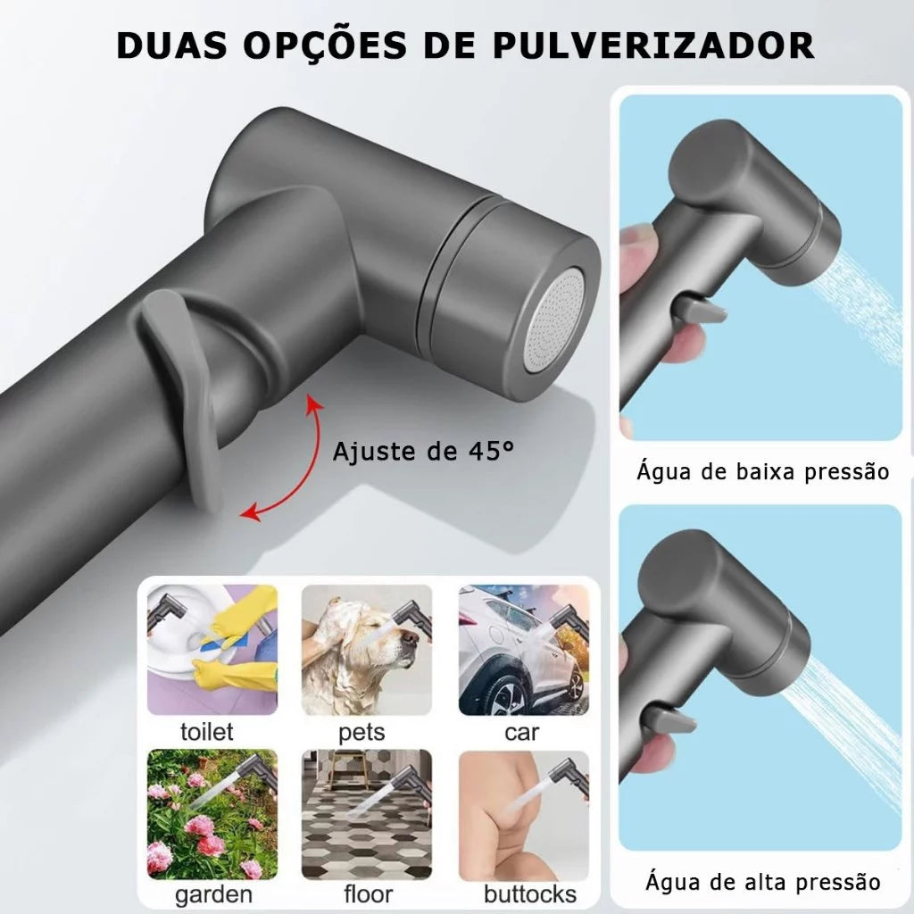 Conjunto Completo de Ducha Higiênica com Spray de Alta Pressão Regulável e Instalação Fácil