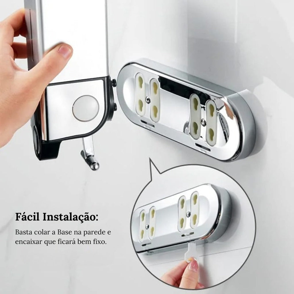 Dispenser de Sabonete Líquido Parede Shampoo Condicionador Quadrado