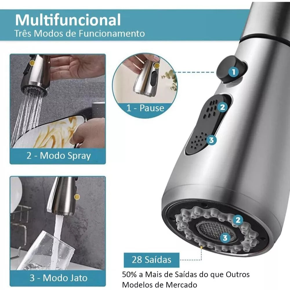 Torneira Para Cozinha Com Jato Extensível