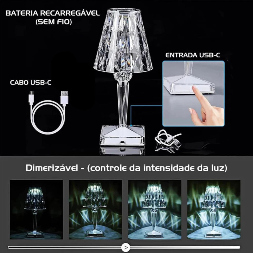 Luminária de Mesa Sem Fio 3 em 1