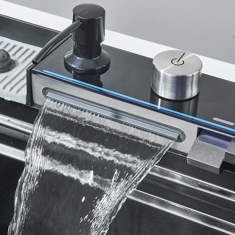 Kit Cuba Cozinha Cascata Gourmet Aço Inox Com Torneira Flexível