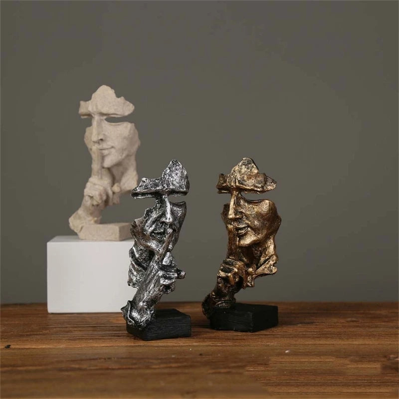 Estatuetas Decorativas Faces Abstratas 3 Peças