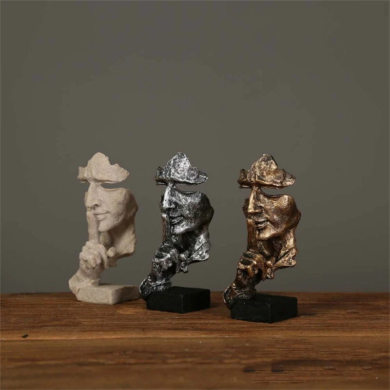 Estatuetas Decorativas Faces Abstratas 3 Peças