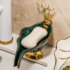 Porta Sabonete Para Banheiro Estilo Nórdico Em Cerâmica Com Drenagem Automática