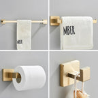 Kit Acessórios Para Banheiro Completo 4 Peças Inox 40/60cm Toalheiro De Banheiro Dourado Escovado