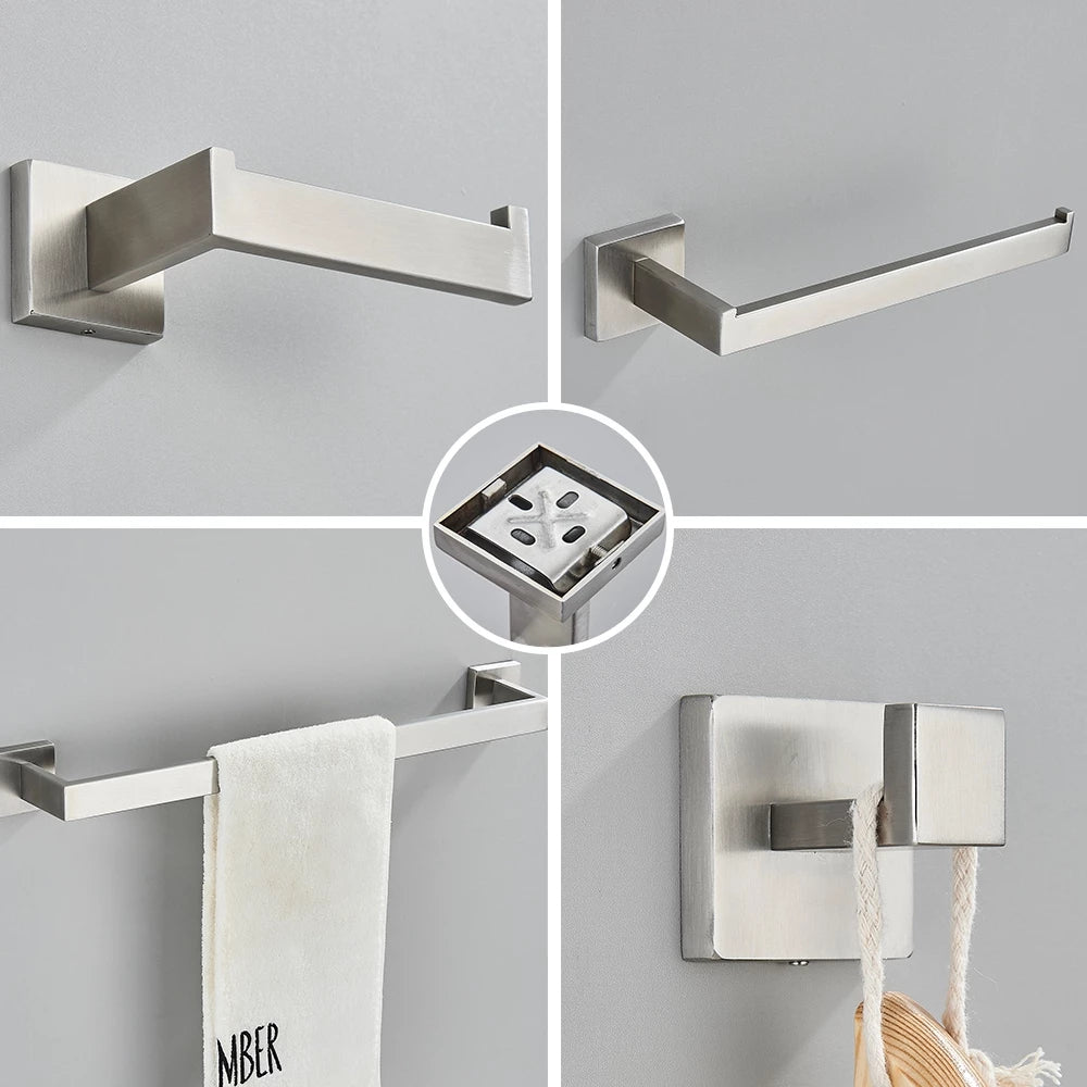 Kit Acessórios Para Banheiro Completo 4 Peças Inox 40/60cm Toalheiro De Banheiro Dourado Escovado