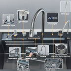 Kit Cuba Cozinha Cascata Gourmet Aço Inox Com Torneira Flexível