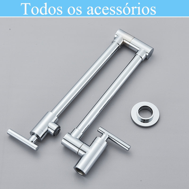 Torneira Gourmet Cozinha Montada Na Parede 360° Flexíve Bico Longo