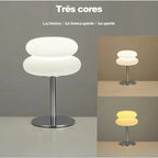 Luminária de Mesa Moderna Cogumelo Vidro e Inox