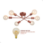 Lustre Para Sala Moderno Dourado 6 Lâmpadas