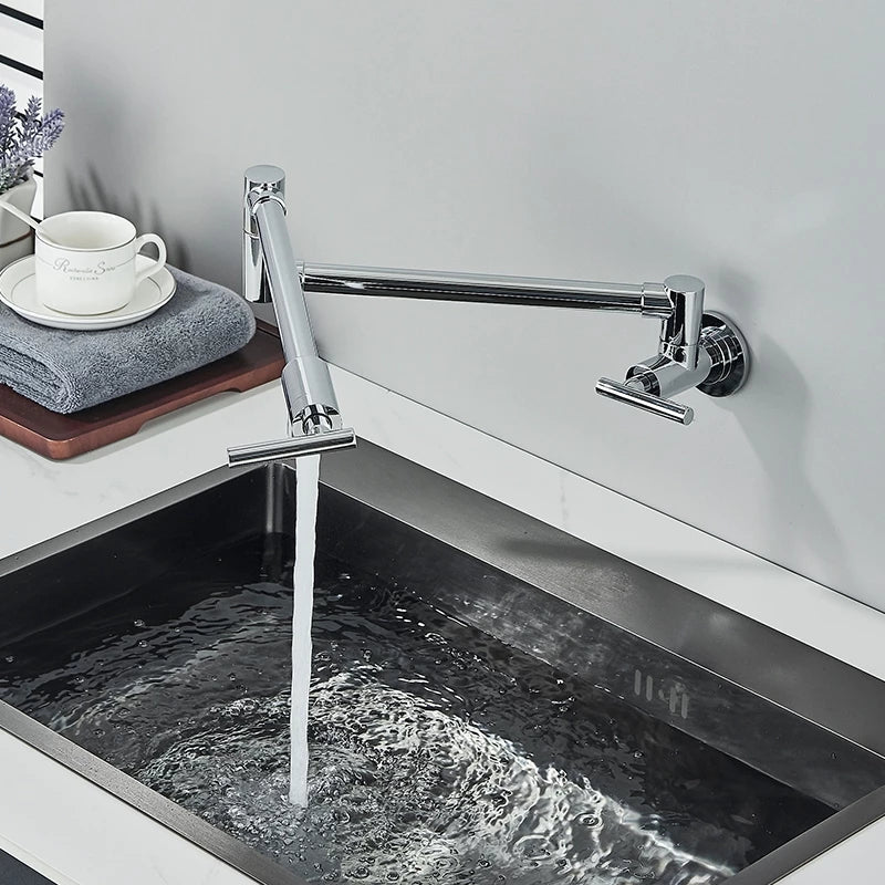 Torneira Gourmet Cozinha Montada Na Parede 360° Flexíve Bico Longo