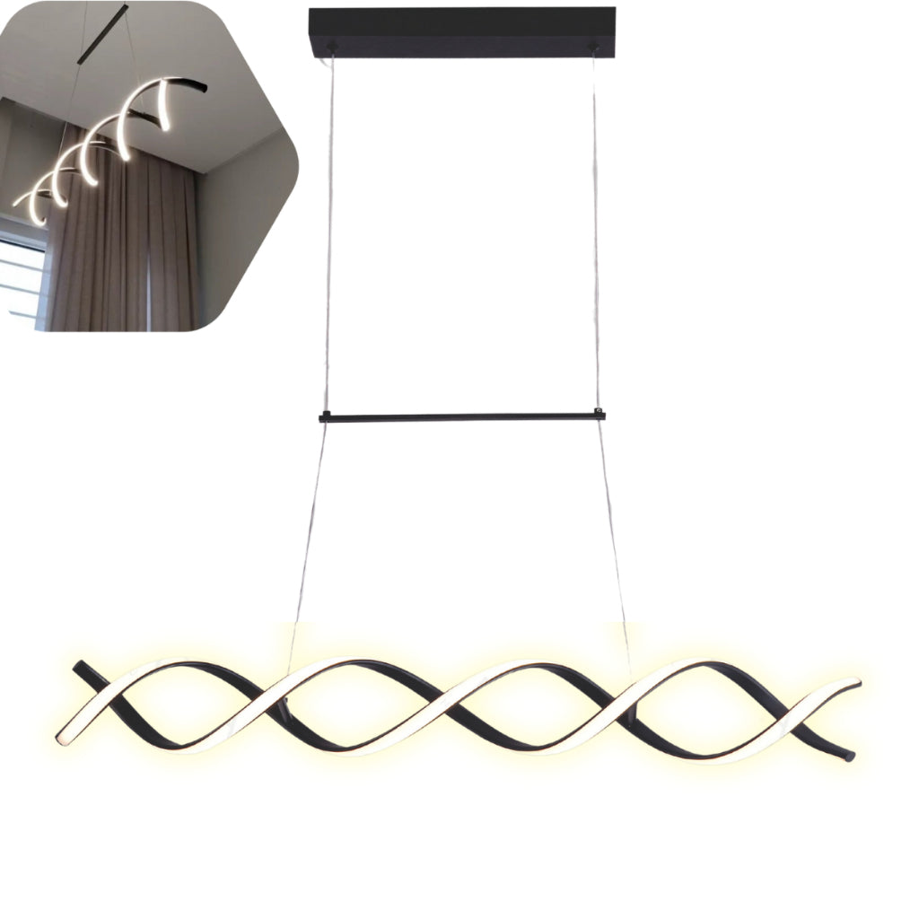 Pendente Led Lustre Preto/Dourado Para Sala de Jantar Decoração