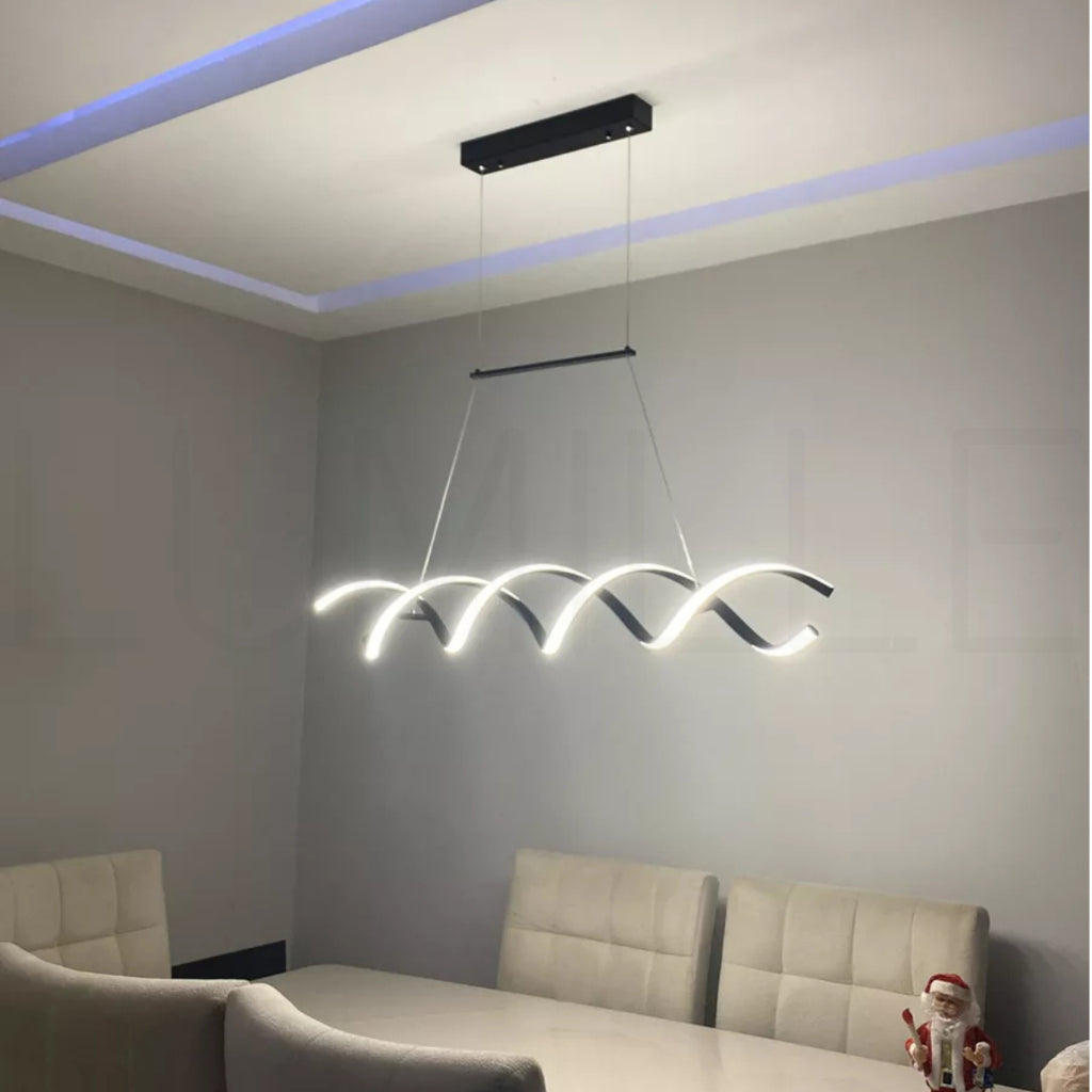 Pendente Led Lustre Preto/Dourado Para Sala de Jantar Decoração