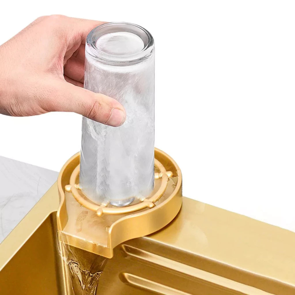 Cuba Pia Dourada Cozinha Gourmet Quadrada 75x45cm Aço Inoxidável 304 Com Acessórios Completos