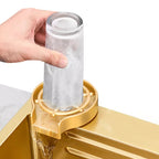 Cuba Pia Dourada Cozinha Gourmet Quadrada 75x45cm Aço Inoxidável 304 Com Acessórios Completos