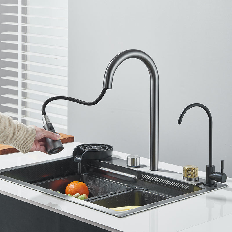 Kit Cuba Cozinha Gourmet Aço Inox Torneira Flexível