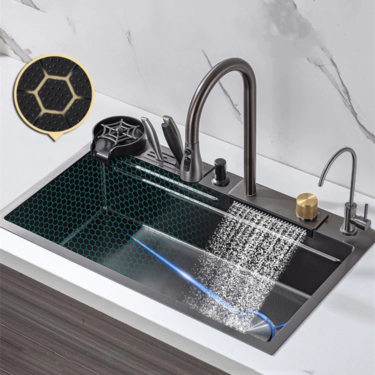 Kit Cuba Cozinha Gourmet Aço Inox Torneira Flexível