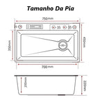 Kit Cuba Cozinha Gourmet Aço Inox Torneira Flexível