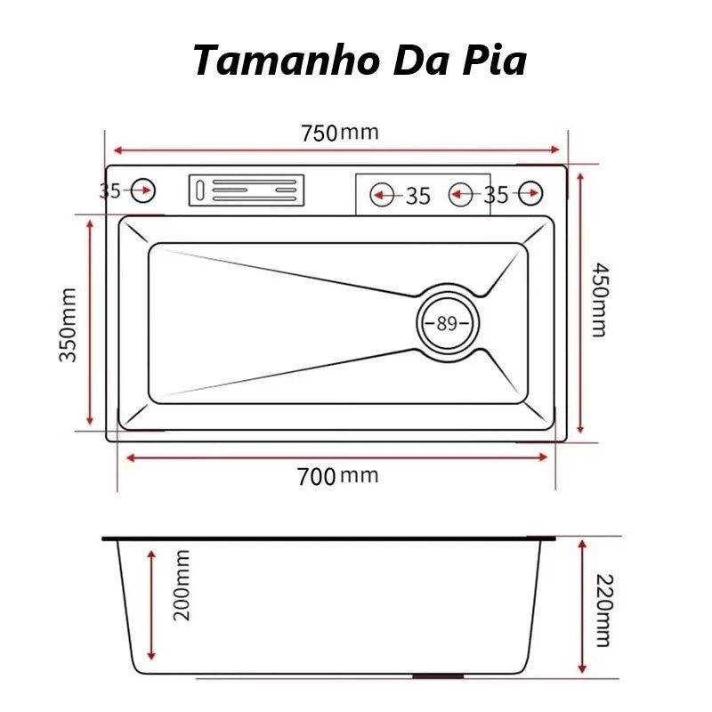 Kit Cuba Cozinha Gourmet Aço Inox Torneira Flexível