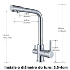 Torneira Gourmet Para Cozinha Com Filtro Modelo Duplo Comando Modelo Giratória