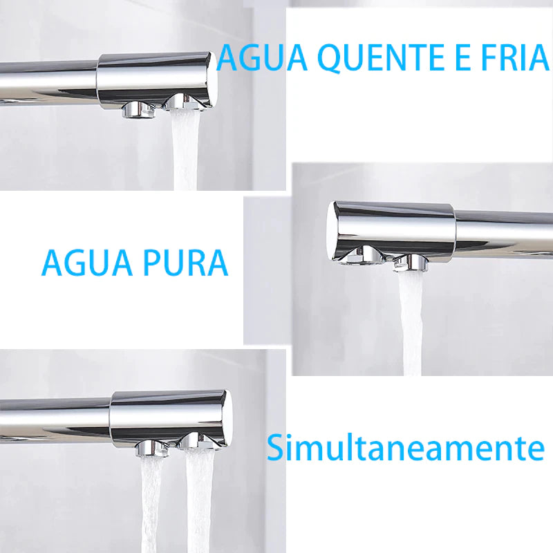 Torneira Gourmet Para Cozinha Com Filtro Modelo Duplo Comando Modelo Giratória