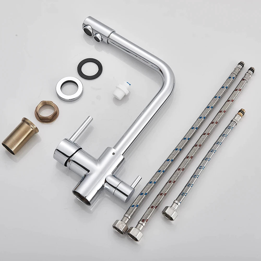 Torneira Gourmet Para Cozinha Com Filtro Modelo Duplo Comando Modelo Giratória