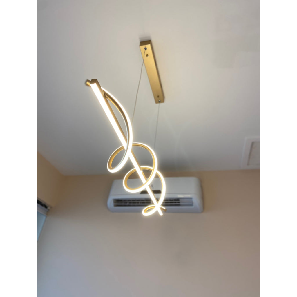 Lustre Pendente Led 45w 3 Em 1 Moderno Quarto Sala Dourado