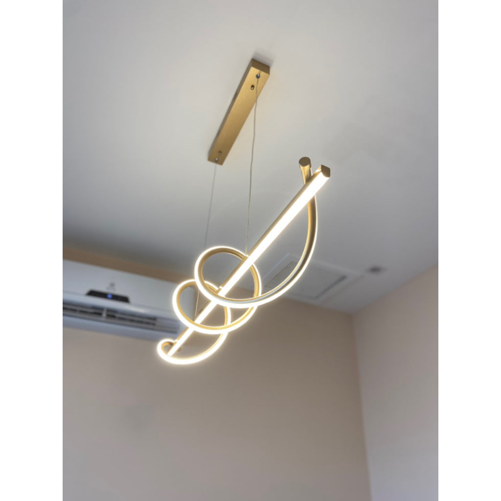 Lustre Pendente Led 45w 3 Em 1 Moderno Quarto Sala Dourado