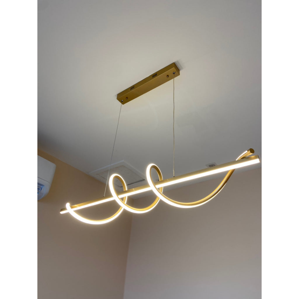 Lustre Pendente Led 45w 3 Em 1 Moderno Quarto Sala Dourado