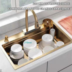 Cuba Pia Dourada Cozinha Gourmet Quadrada 75x45cm Aço Inoxidável 304 Com Acessórios Completos