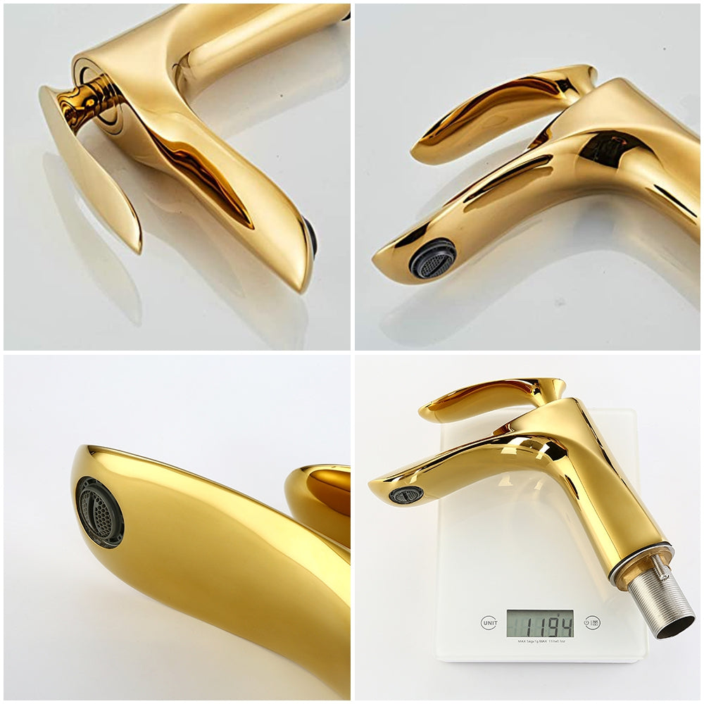 Torneira Para Banheiro Monocomando Dourada Misturador Bica Baixa