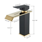 Torneira Banheiro Monocomando Cascata Preta Dourada Bica Baixa Quadrada