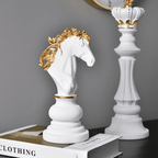 Conjunto 3 Peças Estatueta Decorativa Para Mesa Peças de Xadrez em Resina