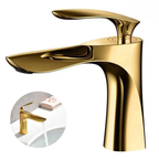 Torneira Para Banheiro Monocomando Dourada Misturador Bica Baixa