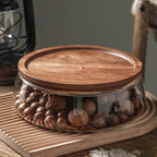 Fruteira De Mesa Com Tampa De Madeira Multifuncional