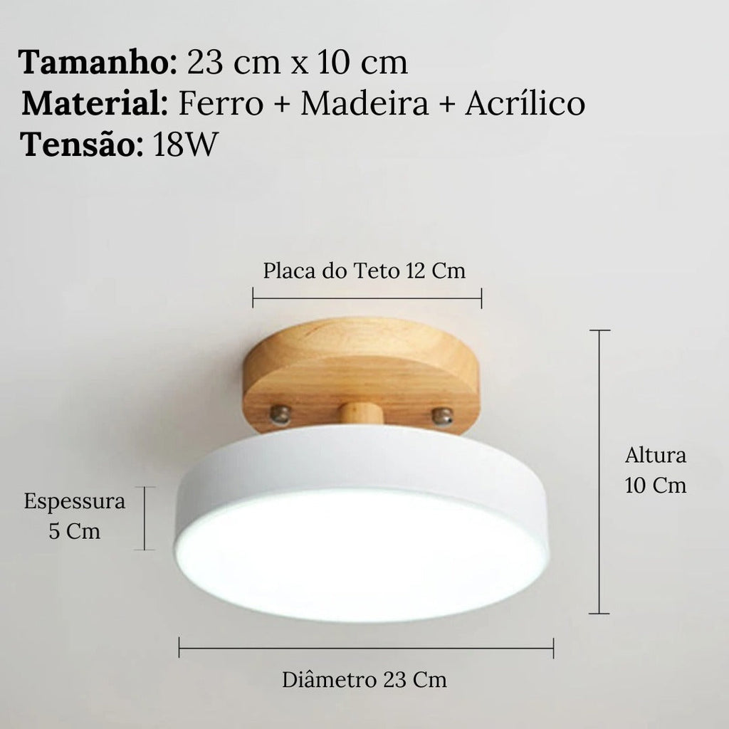 Luminária de Teto Plafon Redondo Led Estilo Nórdico