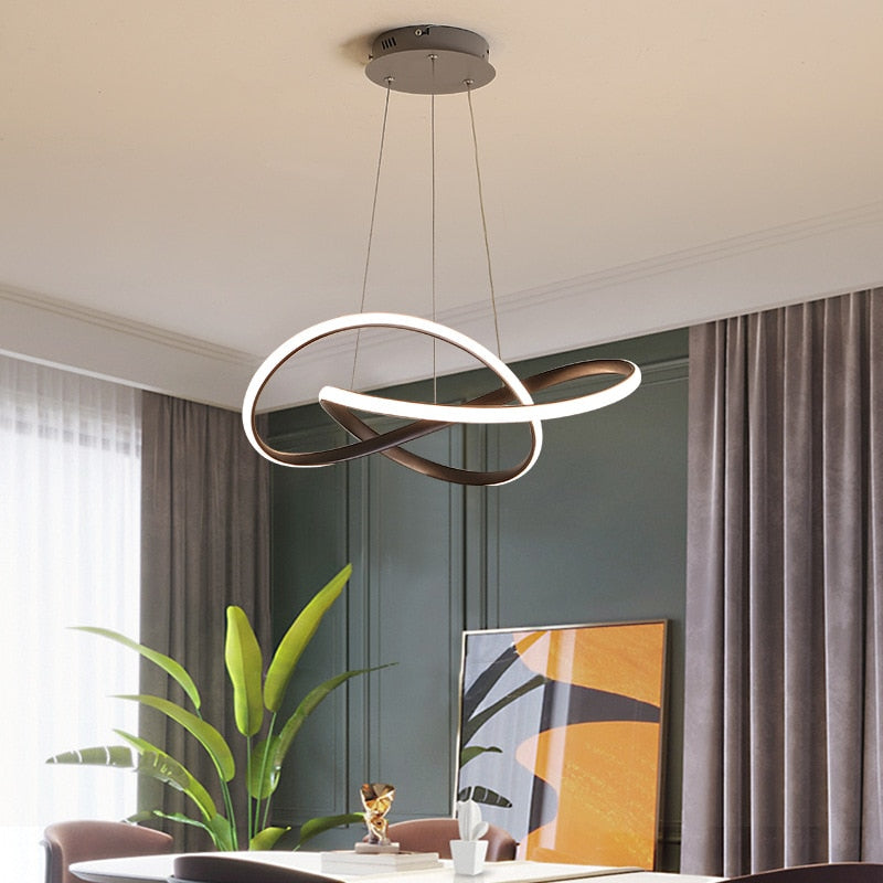 Lustre Circular Pendente Moderno Duplo em LED