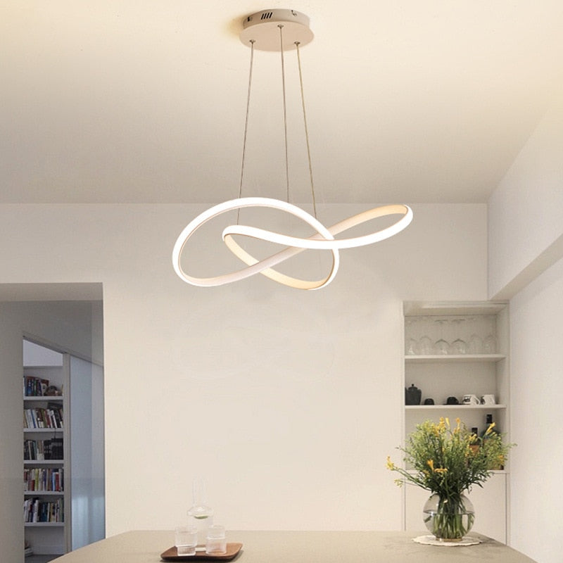 Lustre Circular Pendente Moderno Duplo em LED