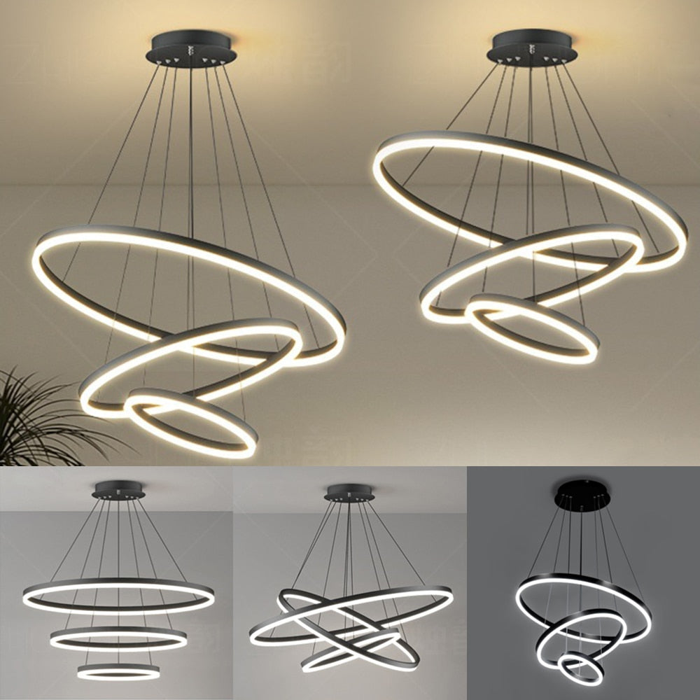 Lustre Pendente Circular Triplo em LED