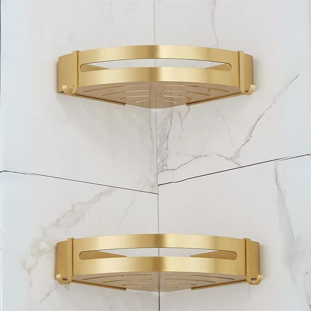 Prateleira De Canto Para Banheiro Dourada