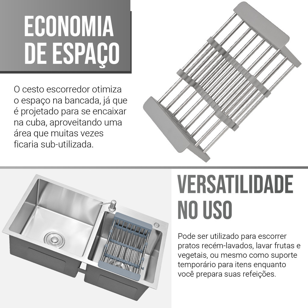 Cuba Cozinha Gourmet Pia Aço Inox Dupla Quadrada Acessórios