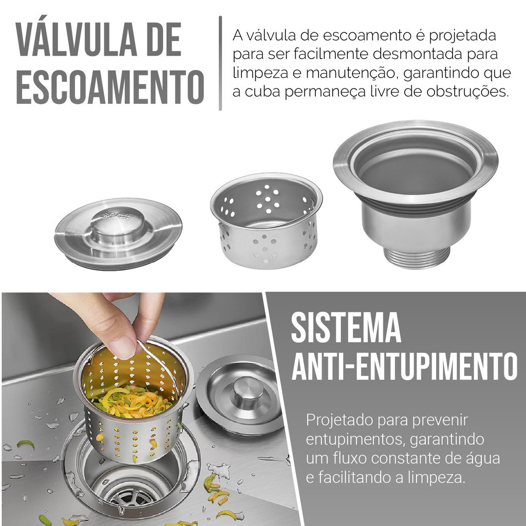 Cuba Cozinha Gourmet Pia Aço Inox Dupla Quadrada Acessórios